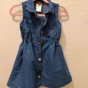 Vince Camuto Girls Denim Button-Front Dress in Blue